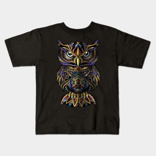 Owl mandala tribal art Kids T-Shirt